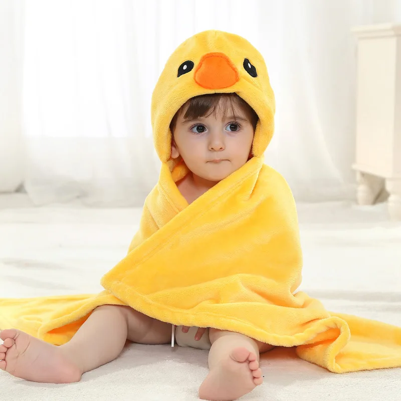 Little Duck Детское одеяло из кораллового флиса с капюшоном для маленьких мальчиков и девочек; мягкие милые накидки с изображением животных из мультфильма «hello kitty»; Прямая поставка - Цвет: Little Duck