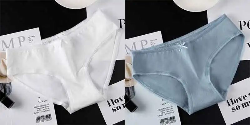 white blue BZEL, новинка, сексуальные женские трусики, низкая талия, женские хлопковые трусы, удобное дышащее нижнее белье, бесшовные качественные трусы, Прямая поставка - Цвет: white blue