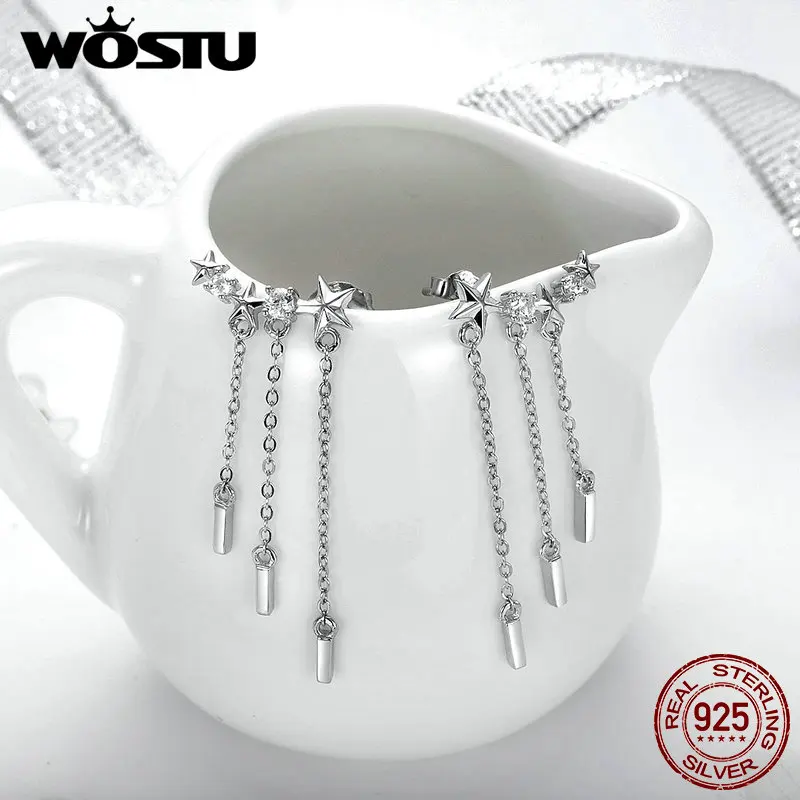 Женские серьги подвески WOSTU из подлинного стерлингового серебра 925 пробы с