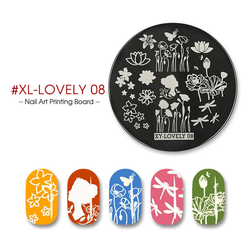 XL-LOVELY-08 Saviland 16 видов стилей ногтей штамповки шаблон цветок животный узор изображения пластины из нержавеющей стали маникюр трафарет Инструменты - Цвет: XL-LOVELY-08