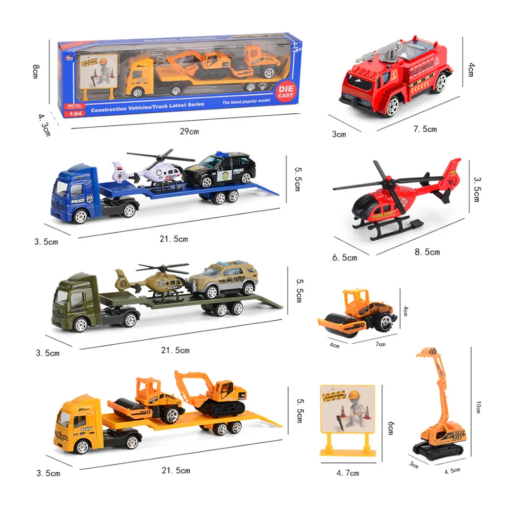 Модель грузовика игрушки для мальчиков подарок детей 1:64 платформа трейлер