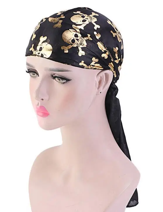 

Fashion Men's Silky Satin Durags Bandana Crocodile Skin/Skull Hot Stamping Durag Wigs Turban Hat Doo Durag Biker Headband Pirate