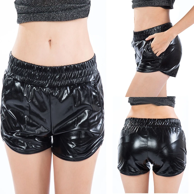Women's Shorts Metallic High Waist Biker Dance Sexy Short Pants Fashion Summer For Women Black Booty Halloween Trousers | Женская