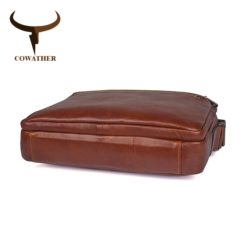 Cowather Для мужчин сумки через плечо Топ Корова Натуральная Кожа Роскошные высокого