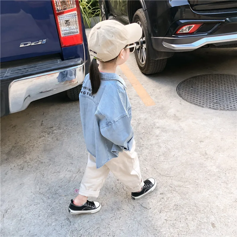 Хлопковая универсальная рубашка с буквенным принтом в Корейском стиле на весну