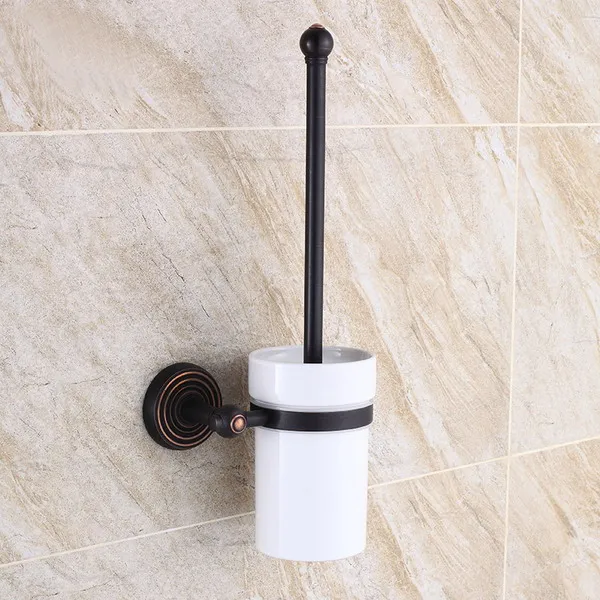 Toilet Brush Holder Масло втирают бронзовые аксессуары для ванной комнаты Набор полотенцесушитель держатель для туалетной бумаги настенный набор оборудования для ванной - Цвет: Toilet Brush Holder