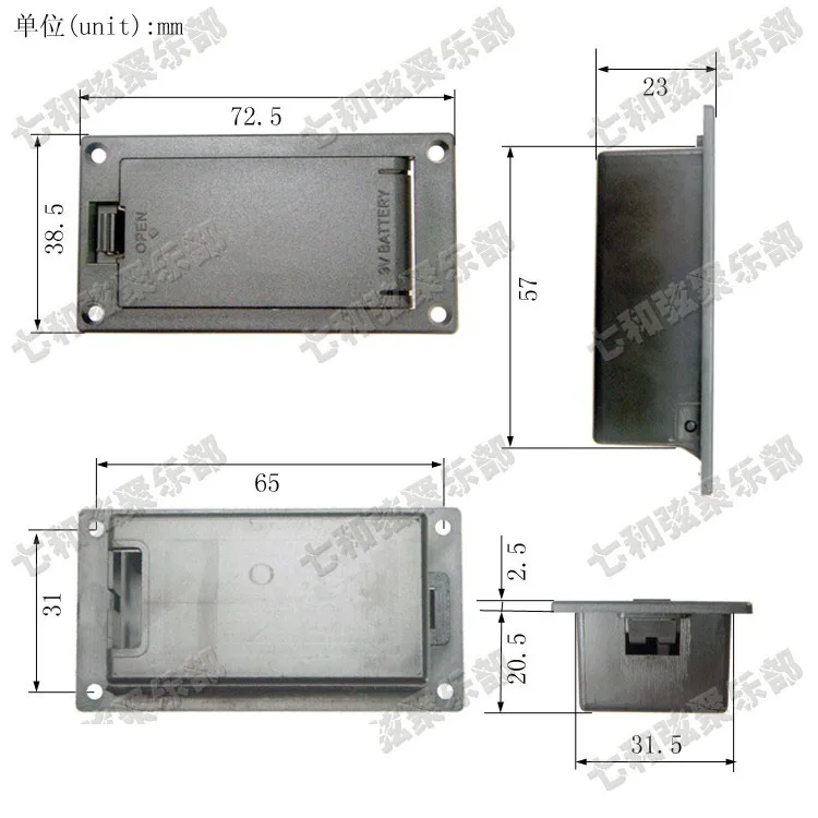 Набор 9 V Батарея коробка/держатель/Чехол Крышка отсека с Вольт скоба для