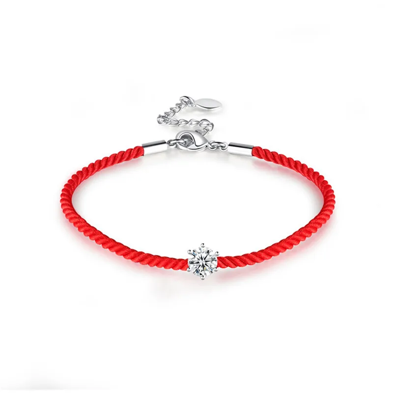 Hot Sell Style Jewelry Thin Red Thread String Rope Bracelet With White Gold-Color Chain and Crystals for Lucky Women B1 | Украшения и