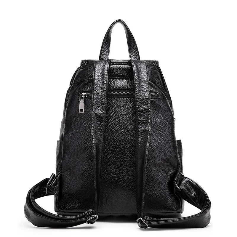 Маленькие рюкзаки для женщин новая сумка на плечо с заклепками молнии кожанные