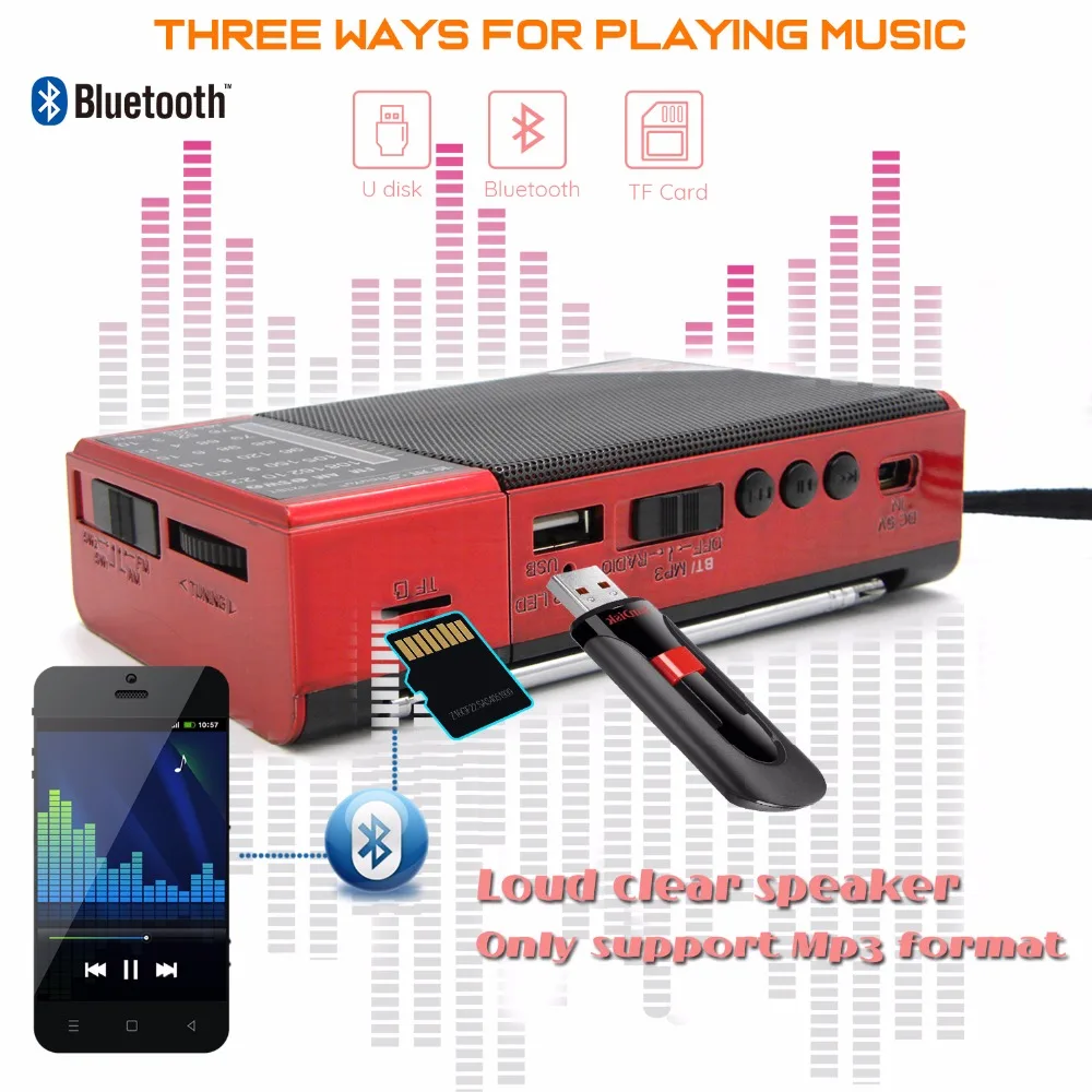 Портативный радиоприемник JINSERTA AM/FM/SW с поддержкой Bluetooth|Радиоприёмники| |