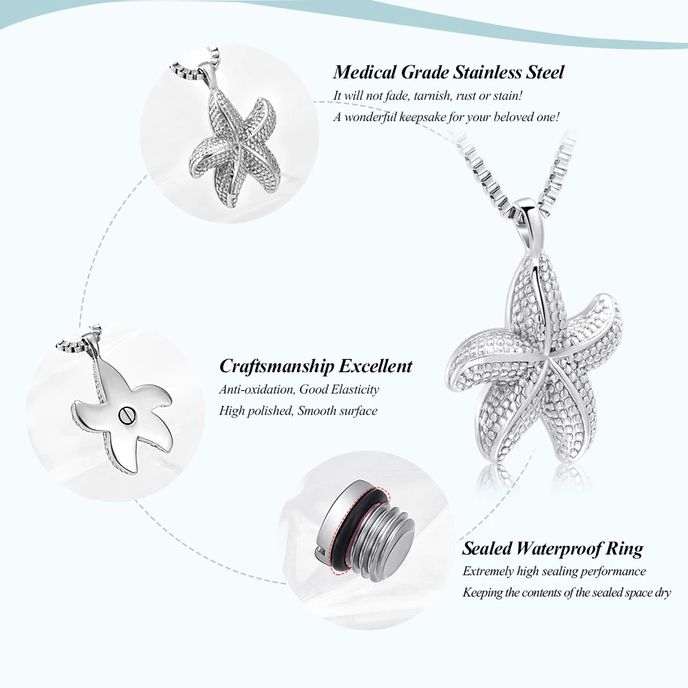 Серебряное ожерелье с кулоном в виде морской звезды из нержавеющей