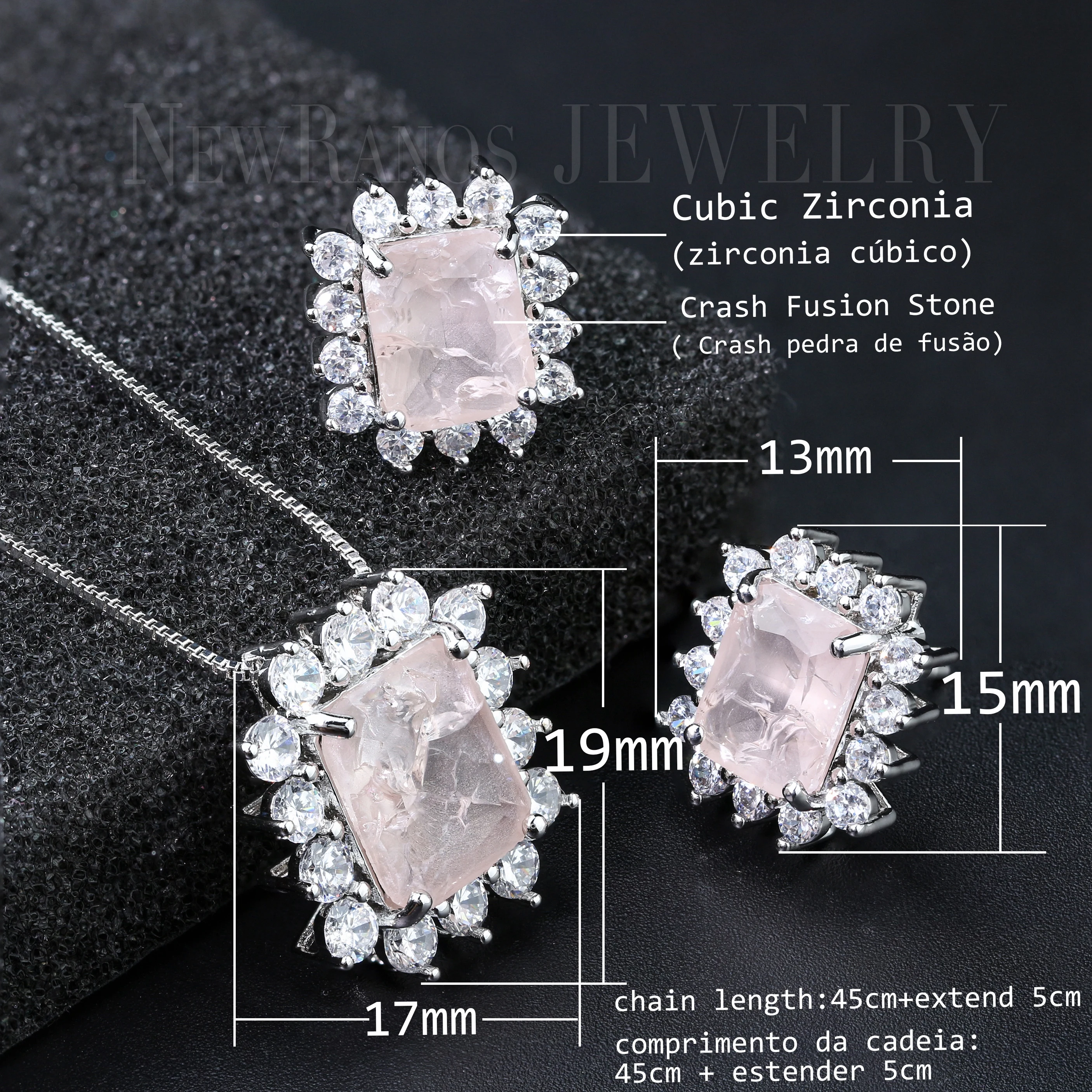 Женский ювелирный набор Newranos из ожерелья и сережек гвоздиков с подвеской