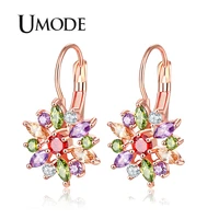 umode fashion flower drop earrings gold colorful cz cubic zirconia dangle earrings jewelry for women wedding gifts ue0590