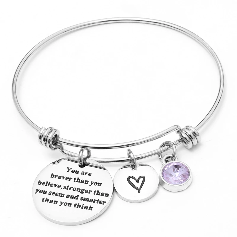 Браслет с подвесками в виде сердца 12 цветов|engraved bangle|believe banglebangles for women |