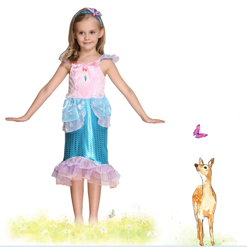Карнавальный костюм на Хэллоуин и Рождество для детей Нарядное платье Русалочки