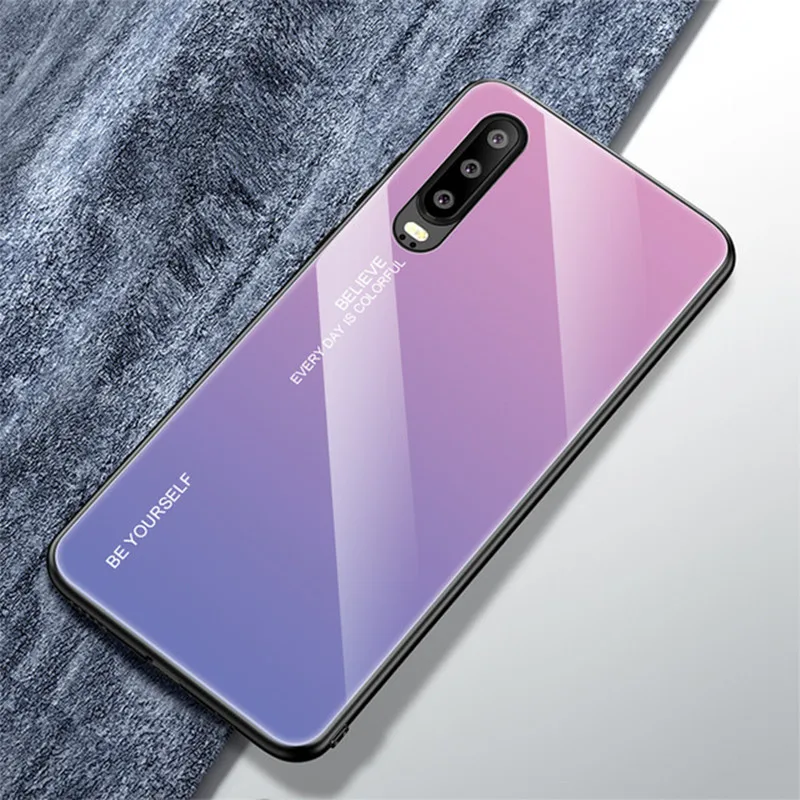 Pink purple Градиентный чехол из закаленного стекла для Xiaomi Redmi Note 7 5 6 Pro Pocophone F1 Mi8 Mi A2 Lite 6X 5X A1 Mi9 SE, защитный чехол - Цвет: Pink purple
