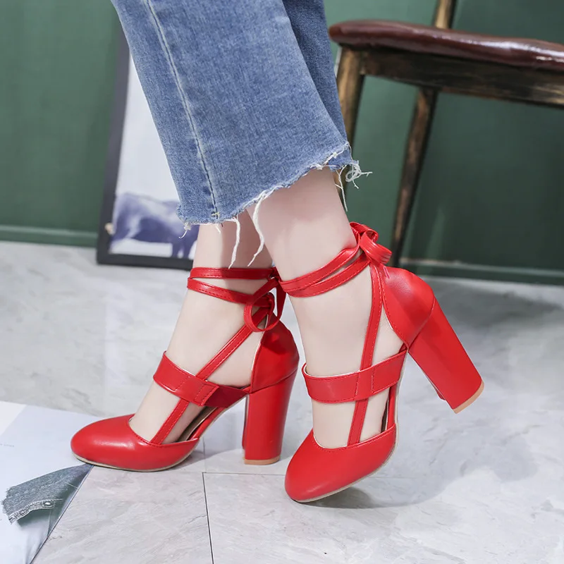 Сандалии JUSTSL женские на высоком каблуке босоножки толстом перекрестном ремешке