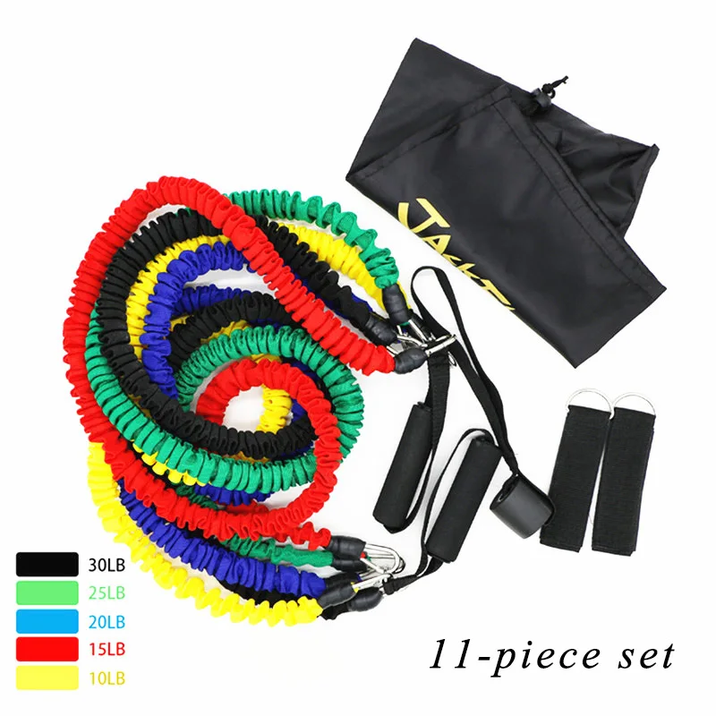 Standard 11pcs set 11 шт., новинка, профессиональные Эспандеры 100 фунтов, многофункциональный съемник, набор, TPR, эластичная веревка, для фитнеса, спорта, Instru, для мужчин, ts для мужчин - Цвет: Standard 11pcs set