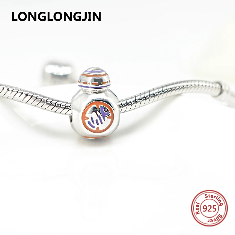 New arrival 925 sterling Silver color enamel robot Beads Fit original Pandora Charms Bracelet Pendant fine Jewelry accessories | Украшения