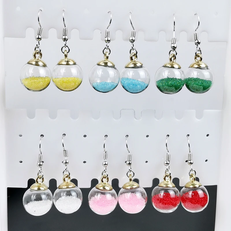 Женские Висячие сережки с песочным и круглым стеклом милые летние пляжные