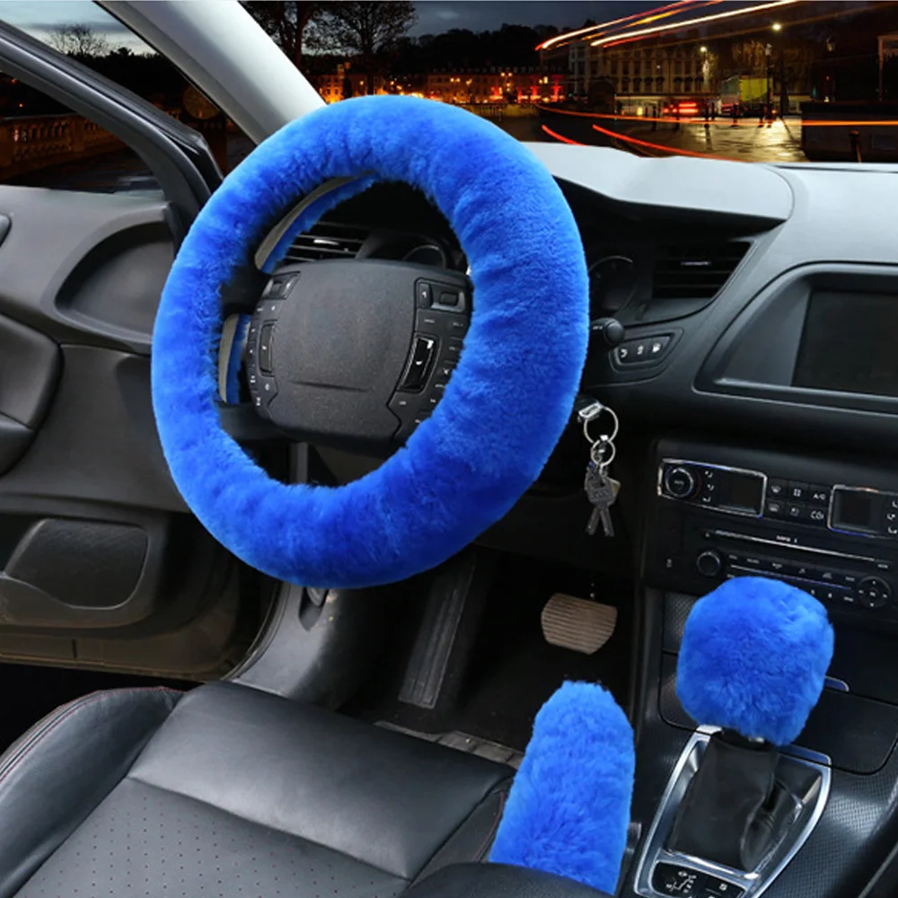 Меховой теплый Автомобильный руль крышка зимний ручной тормоз и см Шестерня