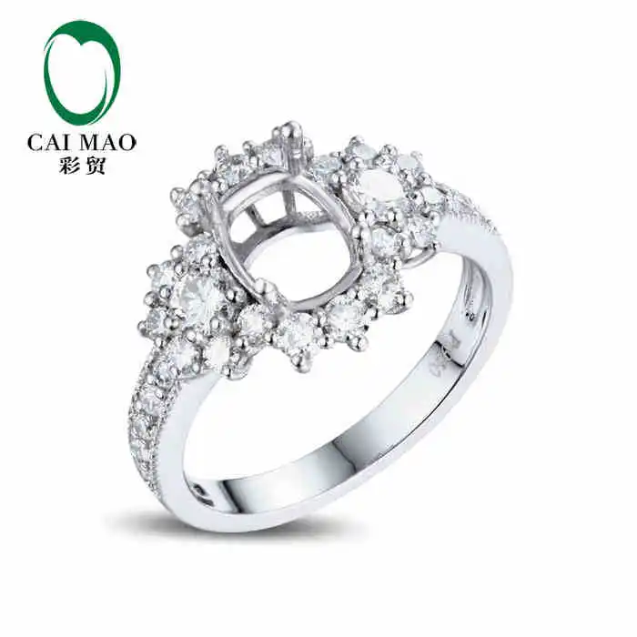 CaiMao полуустанавливаемое кольцо с подушкой и 0.89ct Бриллиантовое 18k белое золото