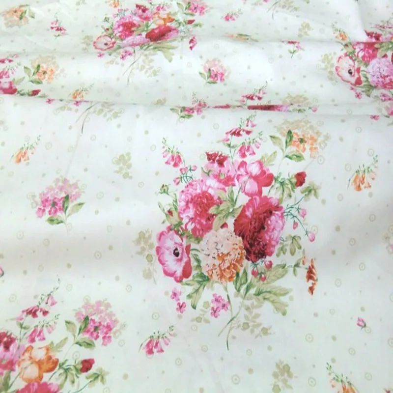 Симпатичная большая Цветущая садовая Пионовая ткань с принтом 100% хлопок