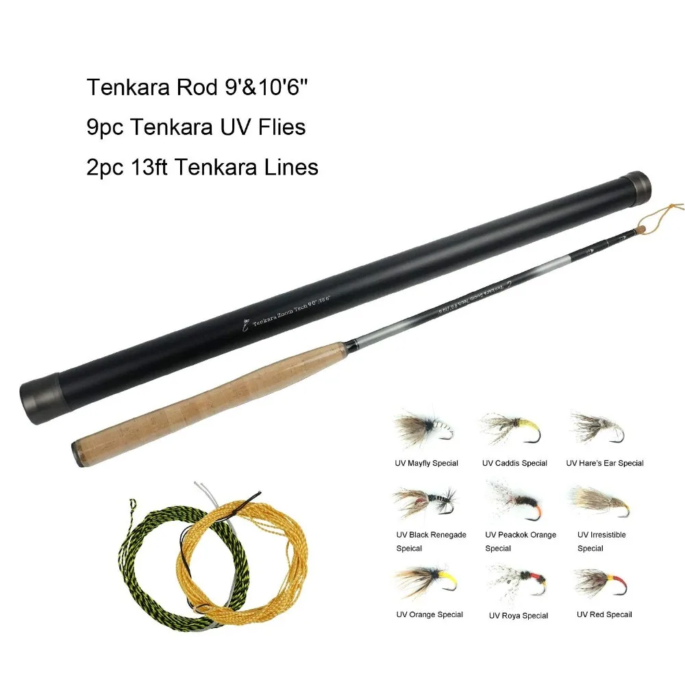 Рыболовная удочка Aventik Tenkara Combo 2 в 1 9 ɰ '✐' 6'' с мушками Тенкара и