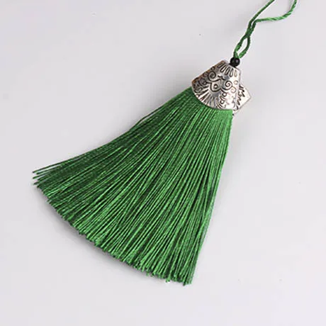 Green 10 шт., 8 см, цветные шелковые кисточки с колпачками, декоративные подвески с кисточками, серьги с подвесками для самостоятельного изготовления ювелирных изделий, аксессуары для вешалки - Цвет: Green