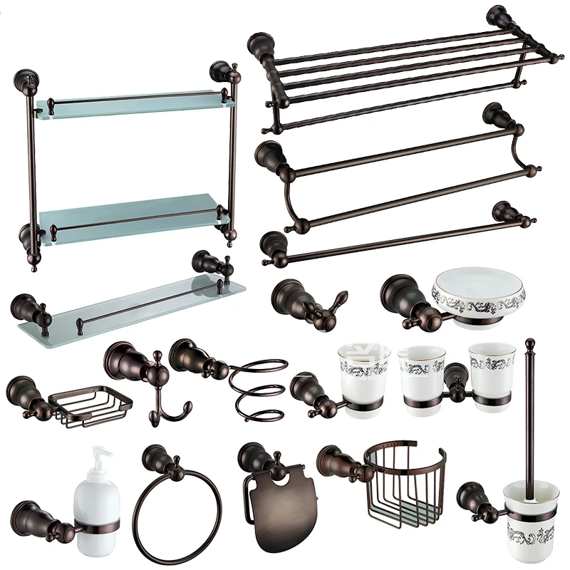 Античная коричневая бронза латунь медь Высокое качество 17 шт./компл. посуда для