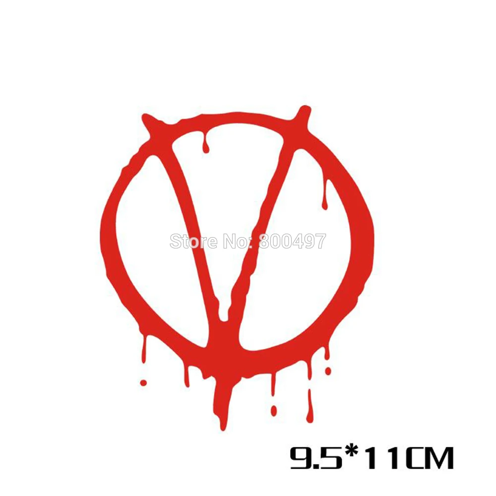 Новые креативные V Логотип For Vendetta забавные предупреждение Стикеры Декоративные