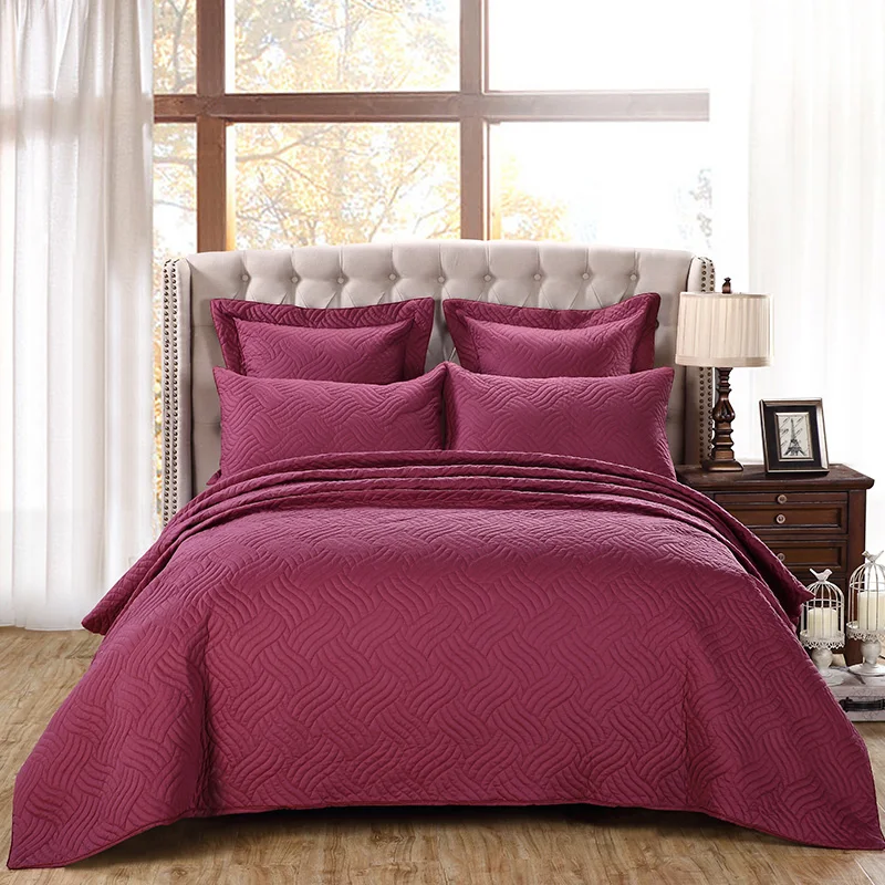 

Gray Bed cover Bedspread king size Bed Set 100%Cotton Quilt Blanket Bedding sets Pillowcase colchas para cama couvre lit