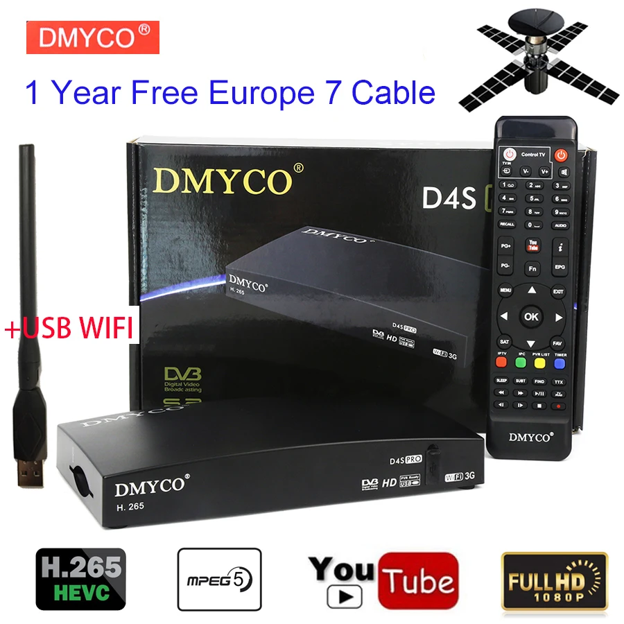 Оригинальный DVB S2 спутниковый ресивер HD 1080p LAN ТВ тюнер цифровой рецептор 1 год