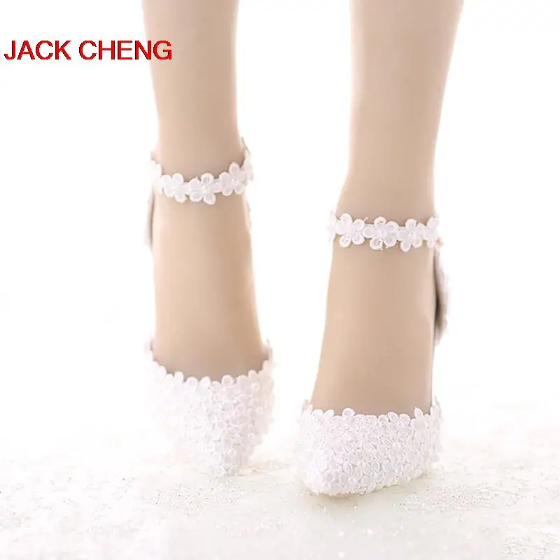 Туфли лодочки свадебные с острым носком на шпильке ремешком щиколотке|wedding shoes|party