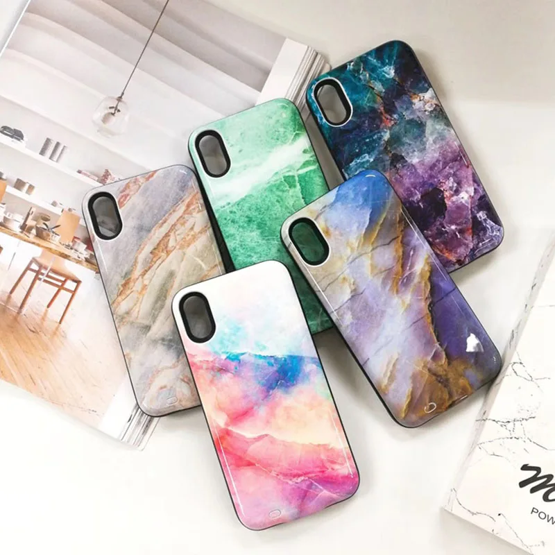 Цветной мраморный чехол для аккумулятора iPhone x xs внешний аккумулятор на 6000 мАч