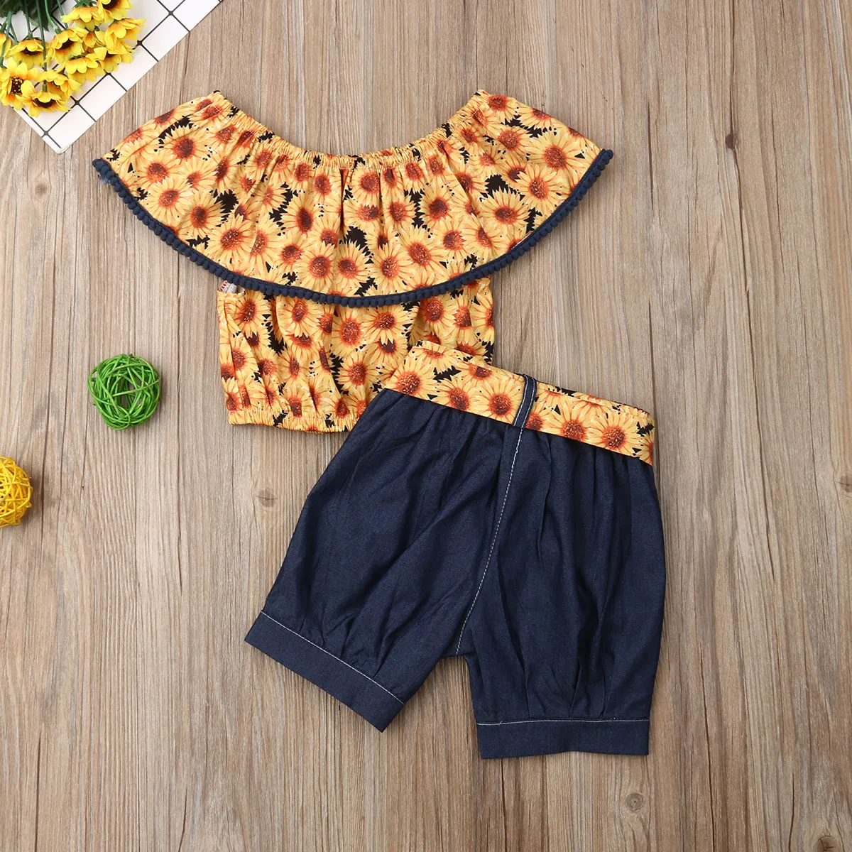 От 1 до 5 лет комплекты летней одежды для маленьких девочек топы с открытыми
