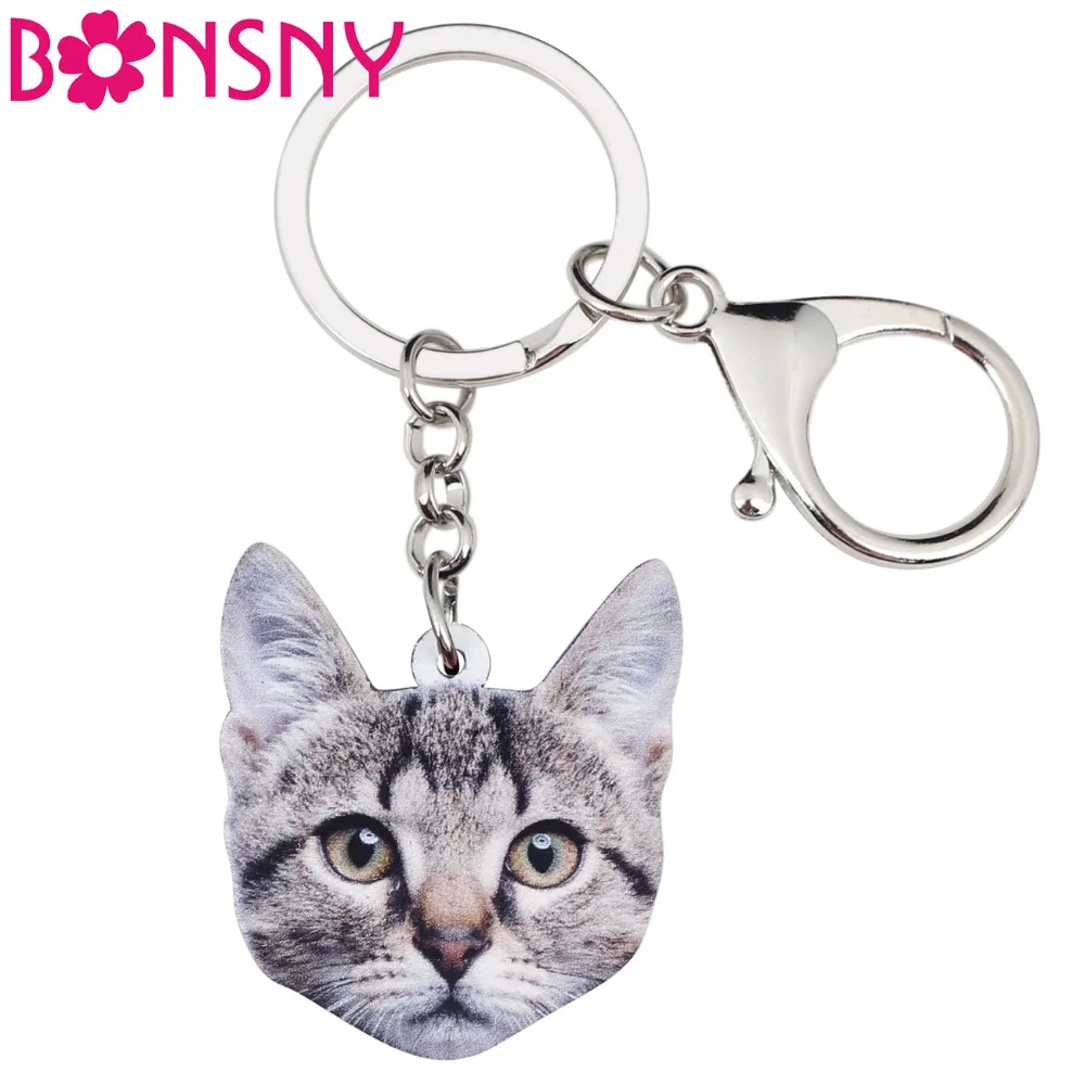 Bonsny акрил новинка мультфильм котенок кошка брелок для ключей кольца ювелирные