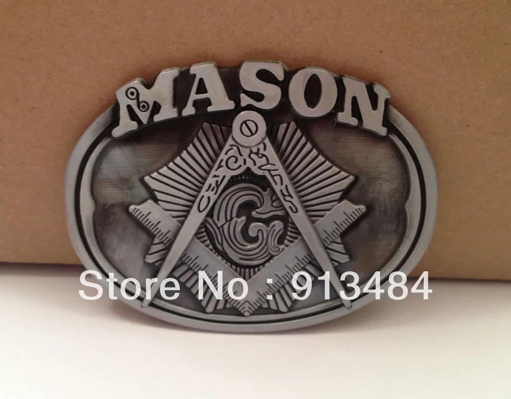 

Pewter Mason belt buckle with pewter finish JF-125 suitable for 4cm wideth belt free shipping