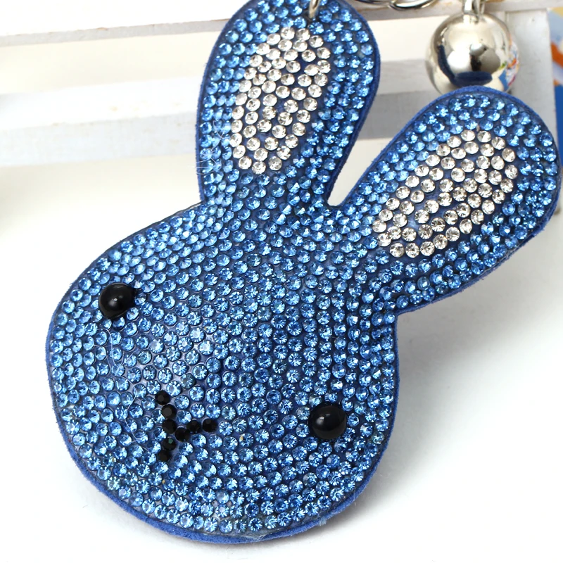 Милый кролик Хрустальный брелок для ключей держатель кожаная кисточка сумка