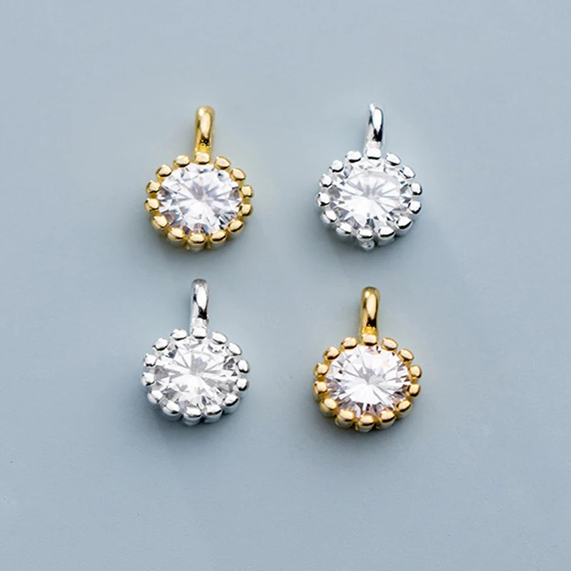 Подвески из стерлингового серебра 925 пробы маленький круглый ААА Циркон