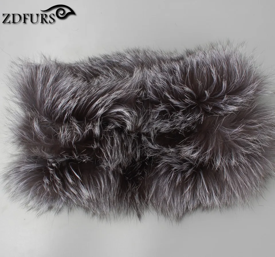 ZDFURS* натуральный Лисий мех шарф Зимний женский серебряный Лисий мех шарф натуральный мех Круглый Полотенце мех бесконечный шарф для женщин - Цвет: sliver