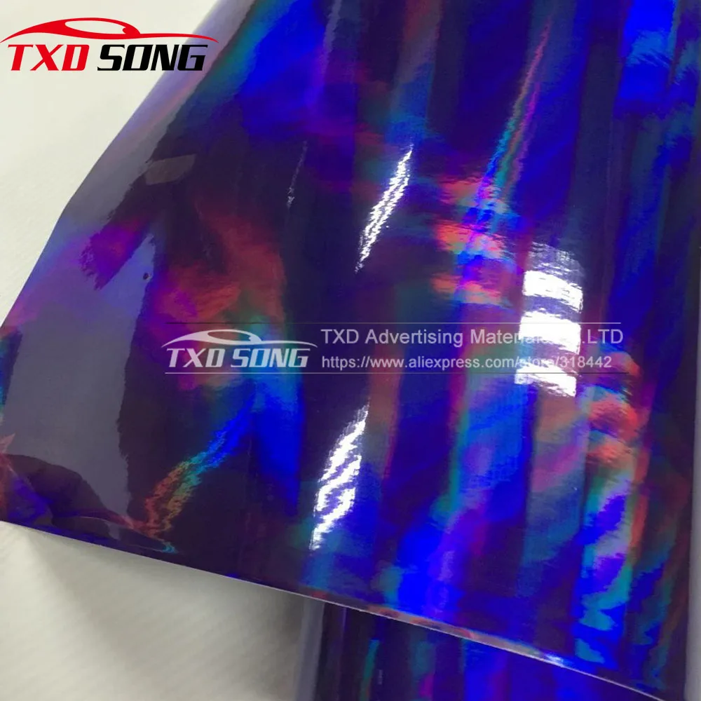 

High quality Purple Chrome holographic Vinyl wrap Rainbow Chrome film 3 Layers holographic sticker Rainbow holographic