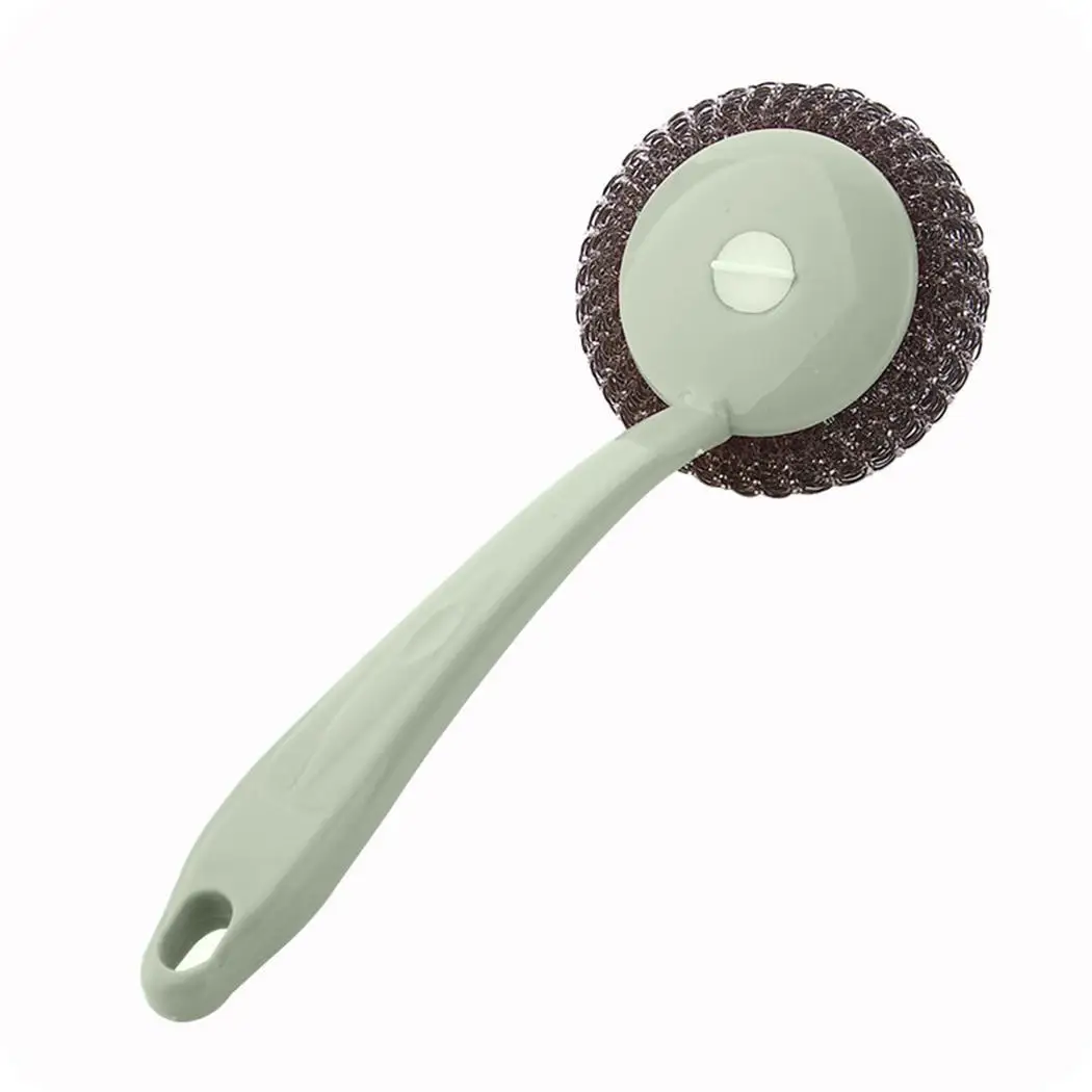 Длинная ручка стальная проволочная кухонная миска для мытья посуды шар твердая