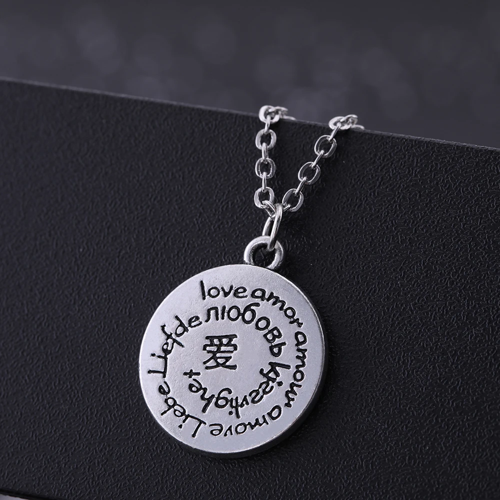 Новое ожерелье доапара античного серебристого цвета круглое с любовью для
