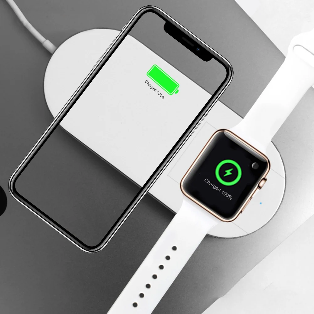 Беспроводная зарядная док станция Ascromy Qi 10 Вт для Apple Watch 4 3 2 зарядка iPhone XS Max X 8 Plus