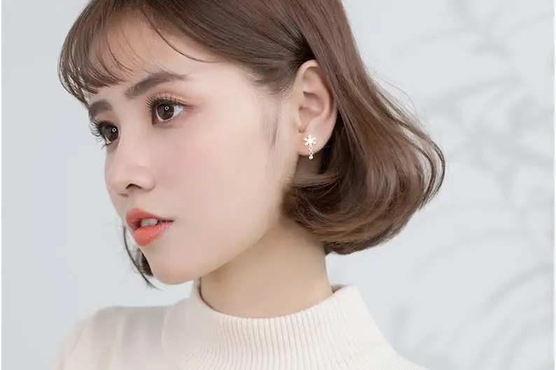 RYOUCUTE Настоящее серебро 925 пробы Снежный шар серьги для женщин Снежинка Серги из чистого серебра женские Brincos Ювелирные Изделия