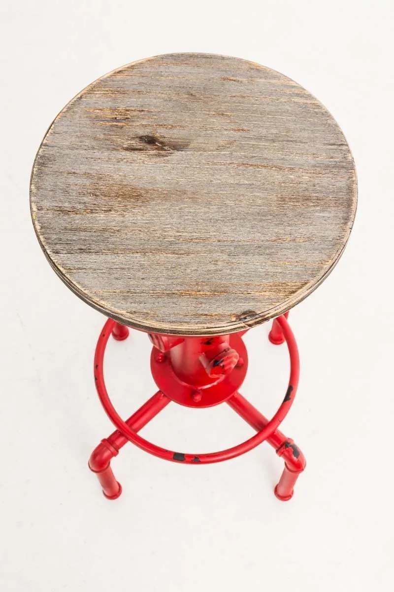 Red Metal Industrial Bar Stool Chair Kitchen Dining Barstool Footrest Swivel Pinewood Top Height Adjustable | Дом и сад