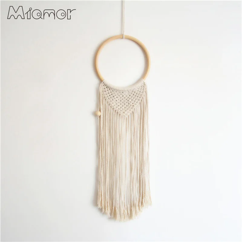 MIAMOR бамбуковое Кольцо Boho Makramy дизайн интерьера макрама волокно искусство Ловец