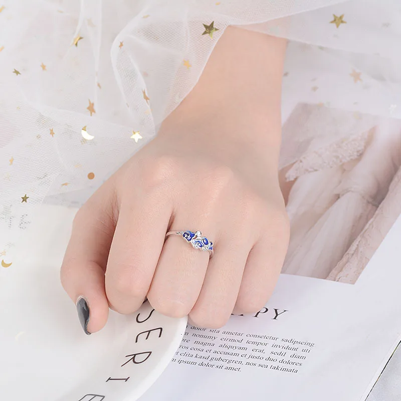 Тибетские Серебристые этнические синие облака слеза Русалка регулируемое