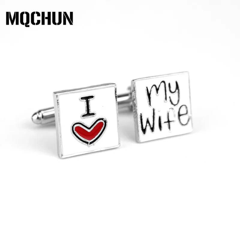 Новые стильные мужские запонки для рубашек романтические с подвесками Я люблю